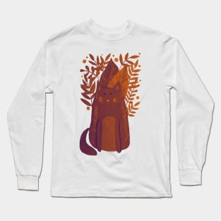 Cat and foliage - autumn palette Long Sleeve T-Shirt